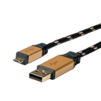 Kabel USB2.0 , TIP A(M) - Micro B(M), 1.8m, crno/zlatni